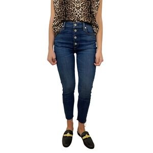 Rag & Bone Nina High Rise Ankle Skinny Jeans Dark Wash Button Fly Womens Size 25